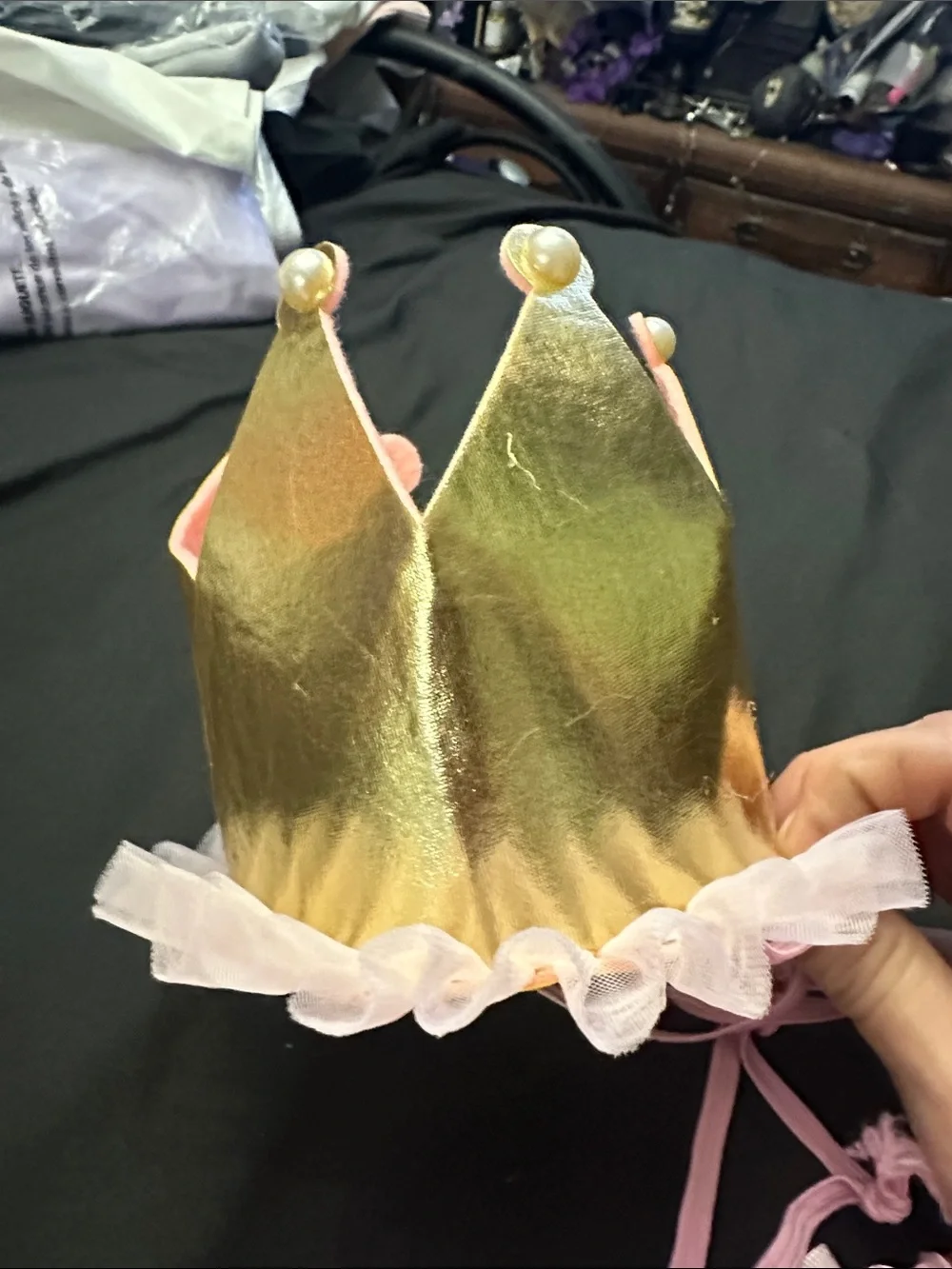 Pink Sequin Princess Tutu Dress with Gold Crown for dogs